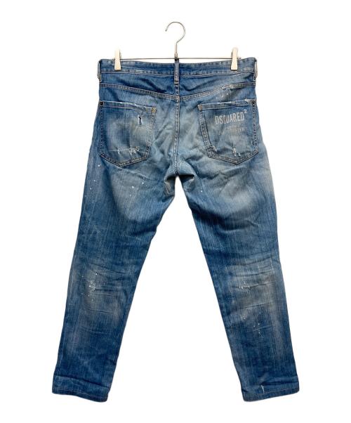 DSQUARED2（ディースクエアード）DSQUARED2 (ディースクエアード) ブリーチ加工 ウォッシュド ダメージ スリム ジーンズ デニムパンツ ブルー サイズ:46の古着・服飾アイテム