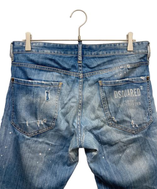 DSQUARED2（ディースクエアード）DSQUARED2 (ディースクエアード) ブリーチ加工 ウォッシュド ダメージ スリム ジーンズ デニムパンツ ブルー サイズ:46の古着・服飾アイテム
