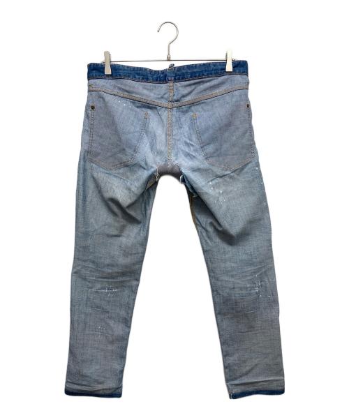 DSQUARED2（ディースクエアード）DSQUARED2 (ディースクエアード) ブリーチ加工 ウォッシュド ダメージ スリム ジーンズ デニムパンツ ブルー サイズ:46の古着・服飾アイテム