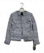 DAMA collectionダーマコレクション）の古着「ノーカラーツイードジャケット」｜ブルー