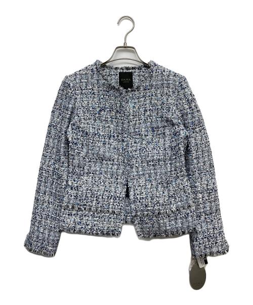 DAMA collection（ダーマコレクション）DAMA collection (ダーマコレクション) ノーカラーツイードジャケット ブルー サイズ:9ARの古着・服飾アイテム