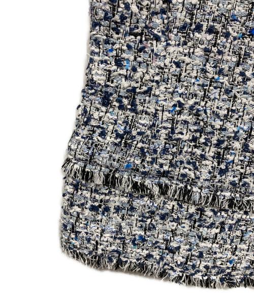 DAMA collection（ダーマコレクション）DAMA collection (ダーマコレクション) ノーカラーツイードジャケット ブルー サイズ:9ARの古着・服飾アイテム