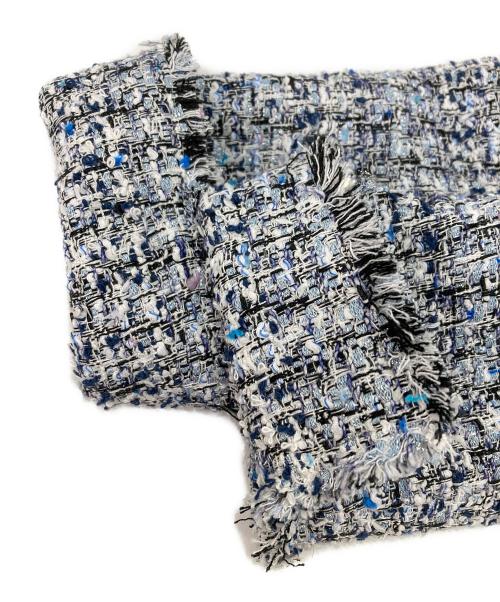 DAMA collection（ダーマコレクション）DAMA collection (ダーマコレクション) ノーカラーツイードジャケット ブルー サイズ:9ARの古着・服飾アイテム