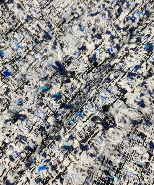 DAMA collection（ダーマコレクション）DAMA collection (ダーマコレクション) ノーカラーツイードジャケット ブルー サイズ:9ARの古着・服飾アイテム