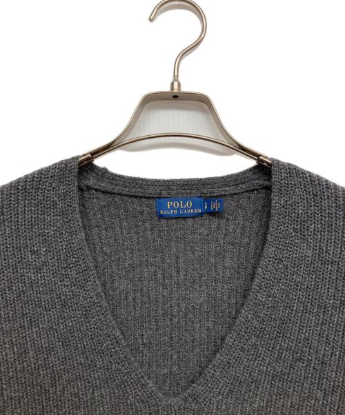 POLO RALPH LAUREN（ポロ・ラルフローレン）POLO RALPH LAUREN (ポロ・ラルフローレン) Vネックニット グレー サイズ:Sの古着・服飾アイテム