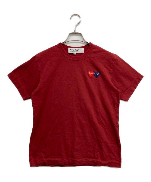 PLAY COMME des GARCONS（プレイコムデギャルソン）PLAY COMME des GARCONS (プレイコムデギャルソン) ダブルワッペンTシャツ レッド サイズ:Ｓの古着・服飾アイテム