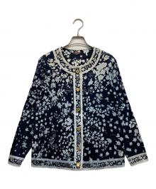 LEONARD（レオナール）の古着「花柄カーディガン」｜ブルー