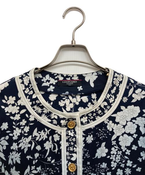 LEONARD（レオナール）LEONARD (レオナール) 花柄カーディガン ブルー サイズ:LLの古着・服飾アイテム
