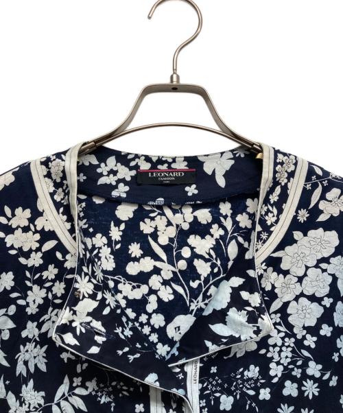 LEONARD（レオナール）LEONARD (レオナール) 花柄カーディガン ブルー サイズ:LLの古着・服飾アイテム