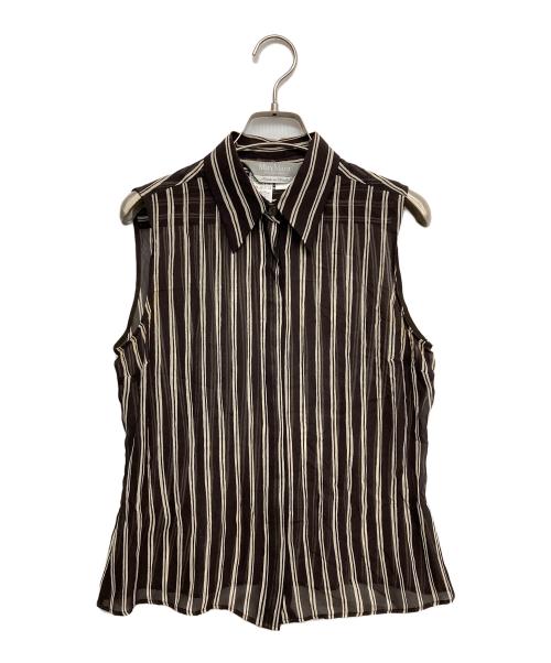 MaxMara（マックスマーラ）MaxMara (マックスマーラ) ストライプブラウス ブラウン サイズ:38の古着・服飾アイテム