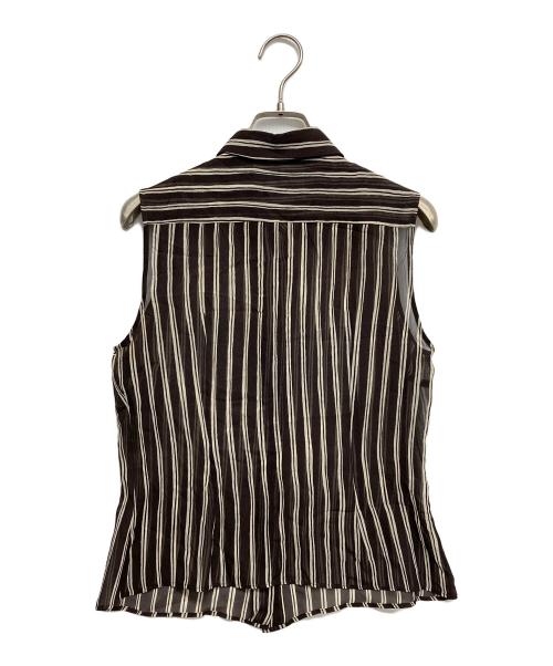 MaxMara（マックスマーラ）MaxMara (マックスマーラ) ストライプブラウス ブラウン サイズ:38の古着・服飾アイテム