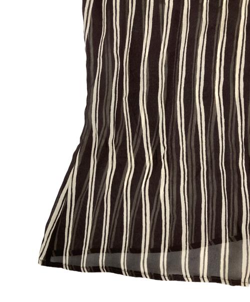 MaxMara（マックスマーラ）MaxMara (マックスマーラ) ストライプブラウス ブラウン サイズ:38の古着・服飾アイテム