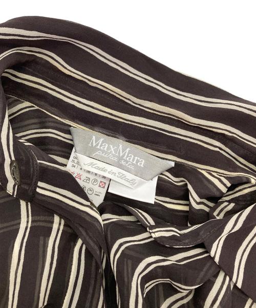 MaxMara（マックスマーラ）MaxMara (マックスマーラ) ストライプブラウス ブラウン サイズ:38の古着・服飾アイテム