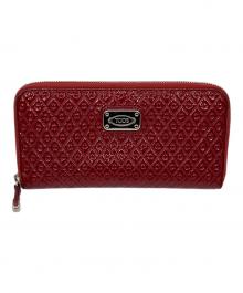 TOD'S（トッズ）の古着「パテントレザーラウンドジップウォレット」｜レッド