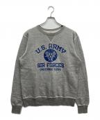 BUZZ RICKSON'Sバズリクソンズ）の古着「前Vガゼットプリントクルーネックスウェット」｜グレー