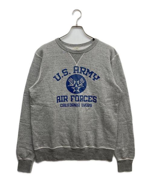 BUZZ RICKSON'S（バズリクソンズ）Buzz Rickson's (バズリクソンズ) 前Vガゼットプリントクルーネックスウェット グレー サイズ:Lの古着・服飾アイテム