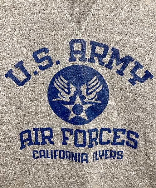 BUZZ RICKSON'S（バズリクソンズ）Buzz Rickson's (バズリクソンズ) 前Vガゼットプリントクルーネックスウェット グレー サイズ:Lの古着・服飾アイテム