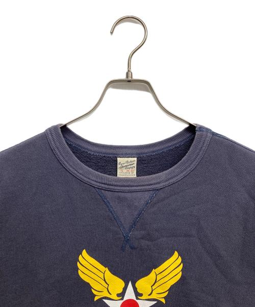 BUZZ RICKSON'S（バズリクソンズ）Buzz Rickson's (バズリクソンズ) 前Vガゼットプリントクルーネックスウェット ネイビー サイズ:Lの古着・服飾アイテム