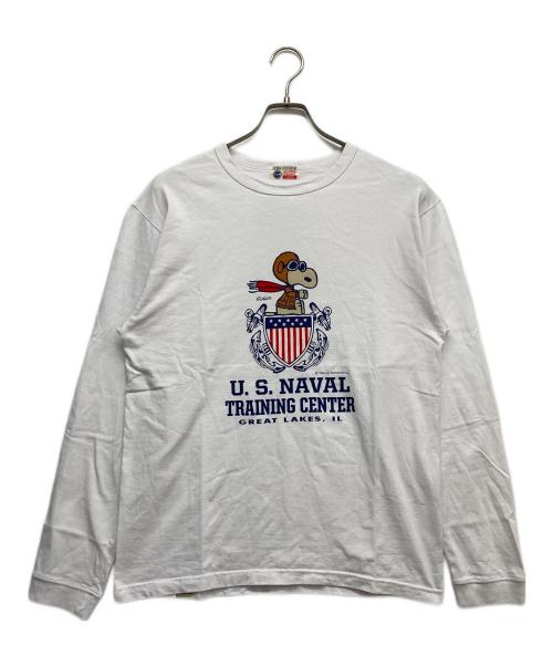 BUZZ RICKSON'S（バズリクソンズ）Buzz Rickson's (バズリクソンズ) PEANUTS (ピーナッツ) プリントカットソー ホワイト サイズ:LARGEの古着・服飾アイテム