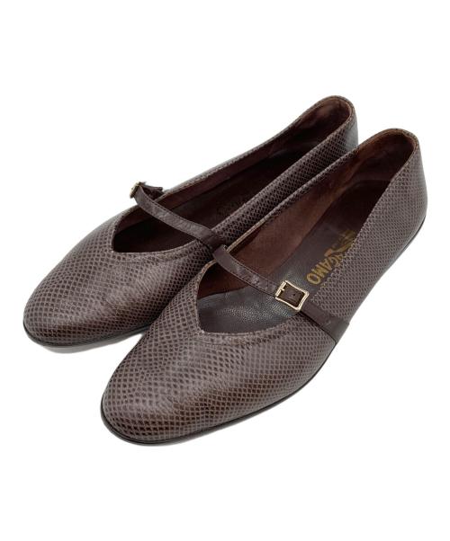 Salvatore Ferragamo（サルヴァトーレ フェラガモ）Salvatore Ferragamo (サルヴァトーレ フェラガモ) フラットパンプス ブラウン サイズ:8 1/2 Cの古着・服飾アイテム