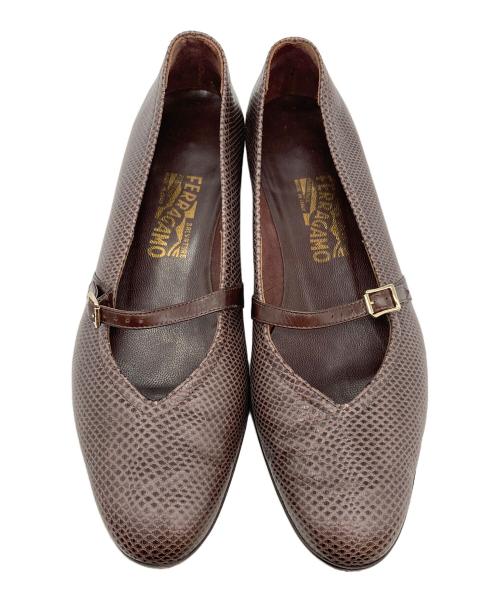 Salvatore Ferragamo（サルヴァトーレ フェラガモ）Salvatore Ferragamo (サルヴァトーレ フェラガモ) フラットパンプス ブラウン サイズ:8 1/2 Cの古着・服飾アイテム