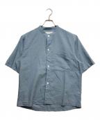 green label relaxingグリーンレーベルリラクシング）の古着「リネン混半袖シャツ」｜ブルー