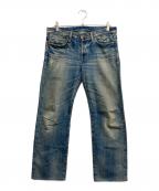 Hysteric Glamourヒステリックグラマー）の古着「スタッズ HYSTERIC プリント ダメージデニム」｜ブルー