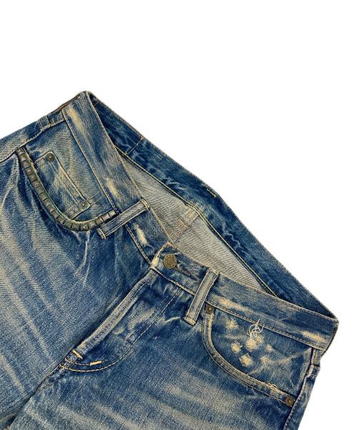 Hysteric Glamour（ヒステリックグラマー）Hysteric Glamour (ヒステリックグラマー) スタッズ HYSTERIC プリント ダメージデニム ブルー サイズ:W32の古着・服飾アイテム