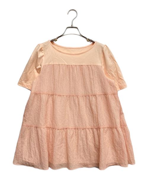 TO BE CHIC（トゥービーシック）TO BE CHIC (トゥービーシック) バンピーリップストップコンビ チュニックブラウス ピンク サイズ:42の古着・服飾アイテム