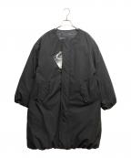 formeフォルメ）の古着「ノーカラーダウンコート」｜ブラック