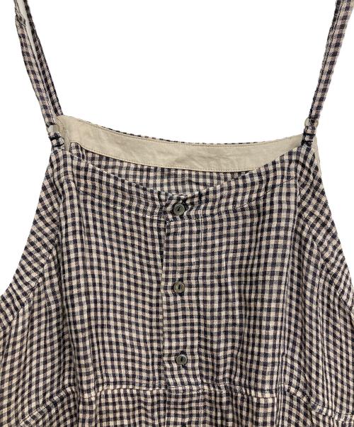 nest Robe（ネストローブ）nest Robe (ネストローブ) チェック リネンガーゼギンガムキャミドレス パープル サイズ:FREEの古着・服飾アイテム