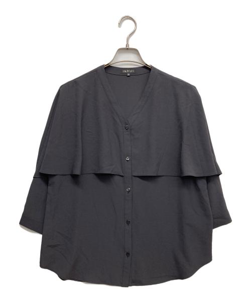 INDIVI（インディヴィ）INDIVI (インディヴィ) ケープカラーブラウス レディース ブラック サイズ:38の古着・服飾アイテム