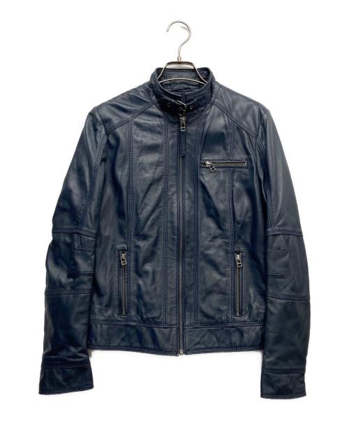 Haruf（ハルフ）haruf (ハルフ) ラムレザージャケット ネイビー サイズ:Lの古着・服飾アイテム