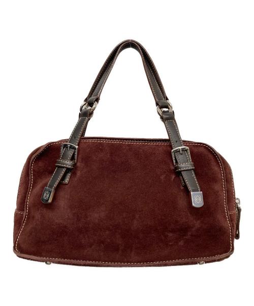 LOEWE（ロエベ）LOEWE (ロエベ) ターンロックアナグラムスタッズスエードハンドバッグ バーガンディーの古着・服飾アイテム