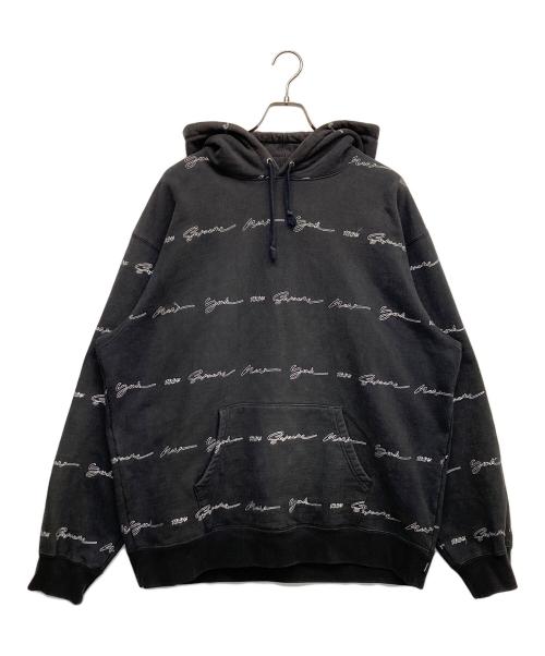 SUPREME（シュプリーム）Supreme (シュプリーム) Script Stripe Hooded Sweatshirt ブラック サイズ:XLの古着・服飾アイテム