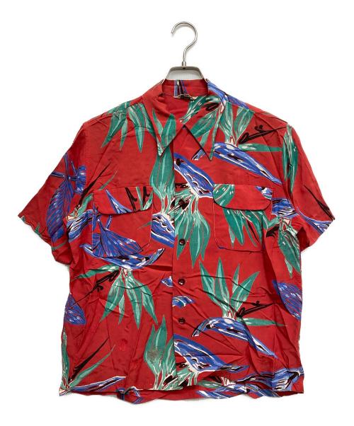 California（カリフォルニア）CALIFORNIA (カリフォルニア) 40s~50s ヴィンテージアロハシャツ レッド サイズ:Mの古着・服飾アイテム