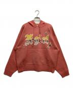 X-GIRLエックスガール）の古着「GRADIENT LOGO JACQUARD KNIT HOODIE」｜ピンク
