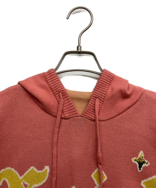 X-GIRL（エックスガール）X-girl (エックスガール) GRADIENT LOGO JACQUARD KNIT HOODIE ピンク サイズ:ONE SIZE 未使用品の古着・服飾アイテム