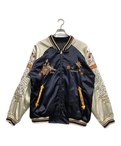 Peaked Yellow（ピークドイエロー）Peaked Yellow (ピークドイエロー) リバーシブルスカジャン ブラック×ネイビー サイズ:44の古着・服飾アイテム