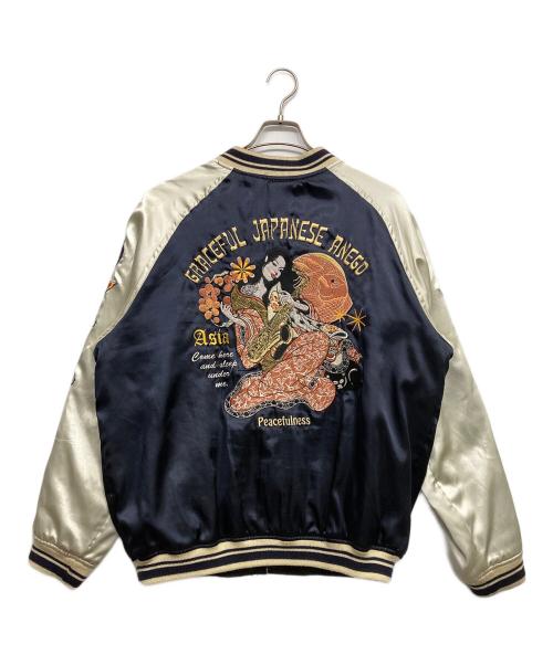 Peaked Yellow（ピークドイエロー）Peaked Yellow (ピークドイエロー) リバーシブルスカジャン ブラック×ネイビー サイズ:44の古着・服飾アイテム