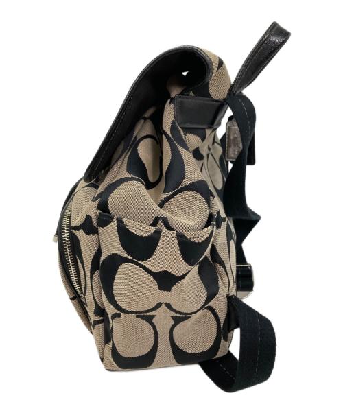 COACH（コーチ）COACH (コーチ) シグネチャー リュックサック ブラック×ブラウンの古着・服飾アイテム