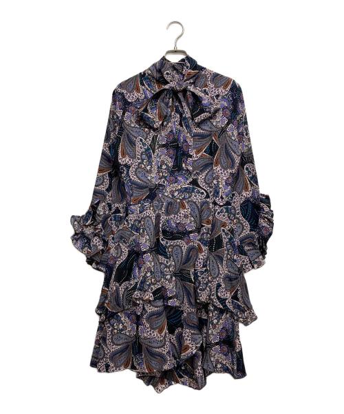 ETRO（エトロ）ETRO (エトロ) 総柄シルクワンピース パープル サイズ:42の古着・服飾アイテム