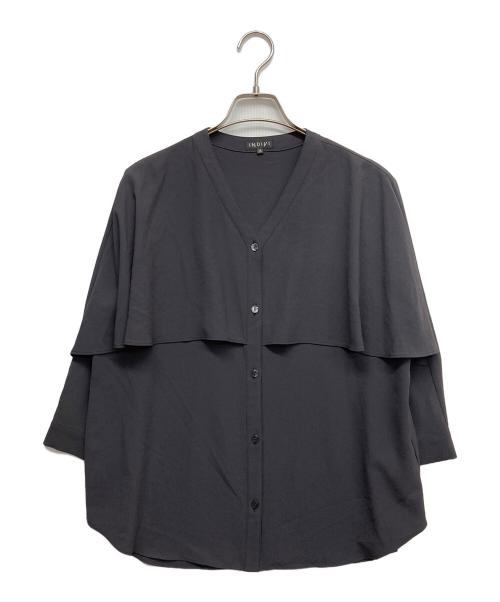 INDIVI（インディヴィ）INDIVI (インディヴィ) ケープカラーブラウス グレー サイズ:38の古着・服飾アイテム