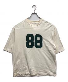 BLURHMS×JOURNAL STANDARD（ブラームス×ジャーナルスタンダード）の古着「Cotton Rayon 88 12 Print Football Tee JS フットボールTシャツ」｜ベージュ