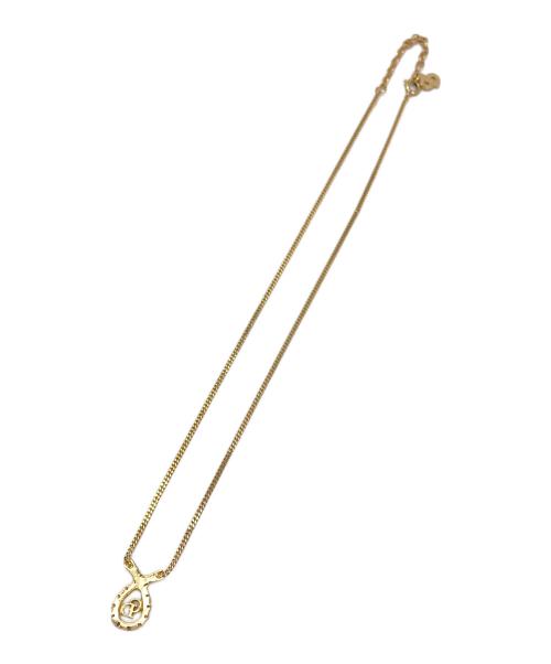 Christian Dior（クリスチャン ディオール）Christian Dior (クリスチャン ディオール) ロゴラインストーンネックレス ゴールドの古着・服飾アイテム