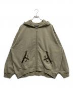 SUPPLIERサプライヤー）の古着「レザーパッチ ジップフーディー」｜グリーン