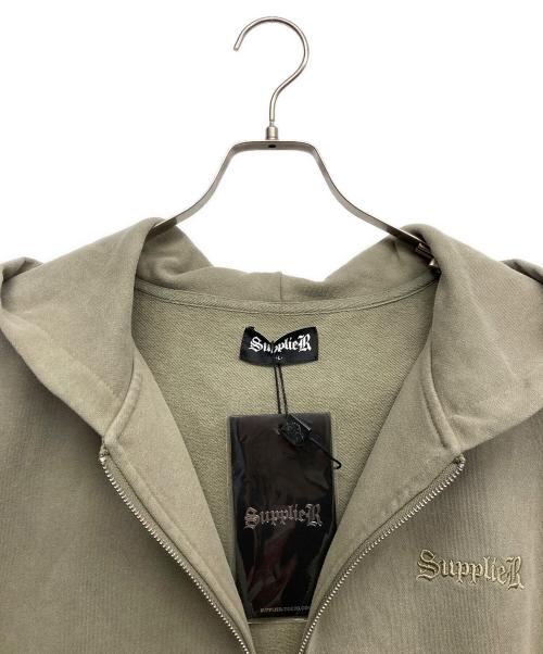 SUPPLIER（サプライヤー）SUPPLIER (サプライヤー) レザーパッチ ジップフーディー グリーン サイズ:L 未使用品の古着・服飾アイテム