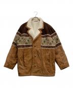 candaシーアンドエー）の古着「ネイティブ柄裏ボアレザージャケット」｜ブラウン