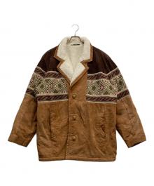 canda（シーアンドエー）の古着「ネイティブ柄裏ボアレザージャケット」｜ブラウン