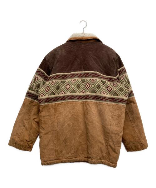canda（シーアンドエー）CANDA (シーアンドエー) ネイティブ柄裏ボアレザージャケット ブラウン サイズ:FREEの古着・服飾アイテム